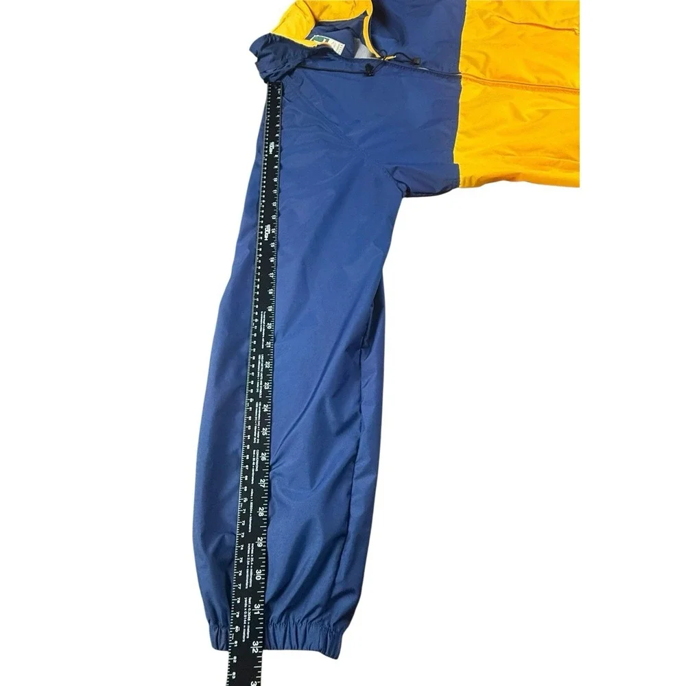VINTAGE WEARGUARD Mens XL Blue Yellow Hooded Windbreaker Jacket
